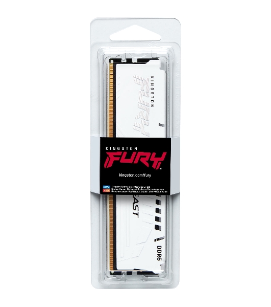 Оперативная память Kingston Fury Beast, DDR5, 16Gb (1x16Gb), 6000MHz, CL36, DIMM, с радиатором, белый