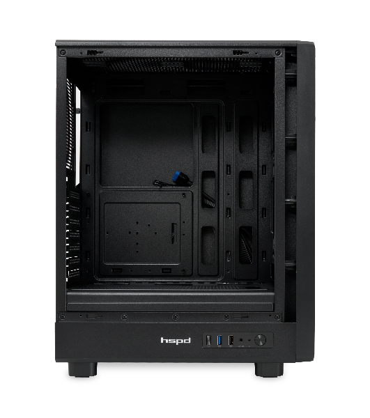 Компьютерный корпус без блока питания HSPD M510, Mesh Mid Tower, черный, TG, 0.5 SPCC, no fans ATX, mATX, mITX 180/280/160мм 1x2.5', 1x3.5', 7xPCI 1xUSB-A 3.0, 1xUSB-A 1.0 517x277x418мм