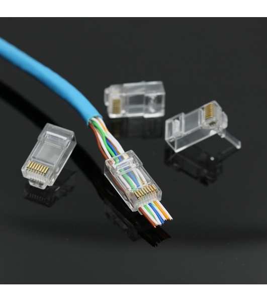 Вилка RJ-45 (8P8C) LC-PTU-01/100 универсальная. cat.5e. со сквозным отверстием(100 шт.)