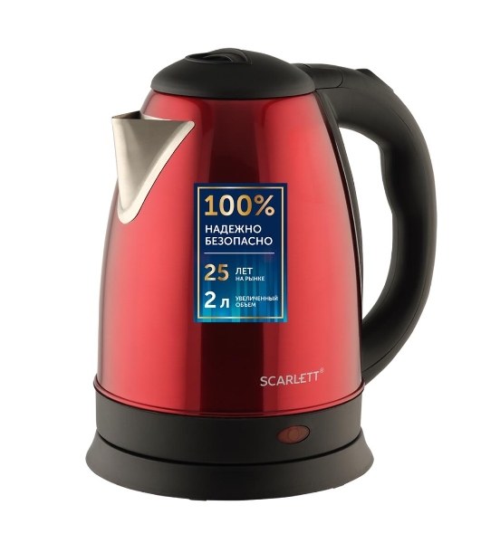 Чайник электрический Scarlett SC-EK21S76 2 л, 1800 Вт, красный (корпус: нержавеющая сталь)