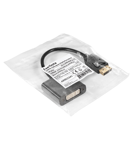 Кабель-переходник DisplayPort-DVI-D ExeGate EX-A-DPM-DVIF-0.15 (20M/29F, 0,15м, позолоченные контакты)