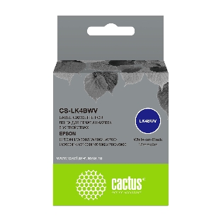 Картридж ленточный Cactus CS-LK4BWV белый шрифт, черный фон (12 мм, 9 м) для Epson LW300/LW400/LW700/LW600P/LW1000P/K400/Z700/Z900