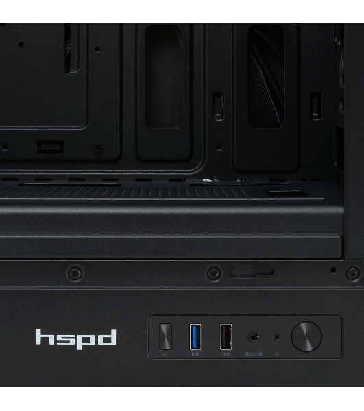 Компьютерный корпус без блока питания HSPD M510, Mesh Mid Tower, черный, TG, 0.5 SPCC, no fans ATX, mATX, mITX 180/280/160мм 1x2.5', 1x3.5', 7xPCI 1xUSB-A 3.0, 1xUSB-A 1.0 517x277x418мм