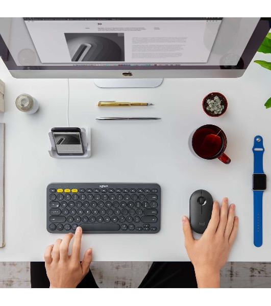 Мышь беспроводная Logitech Pebble M350 графитовый, 1000 dpi, радиоканал, Bluetooth, USB, кнопки - 3
