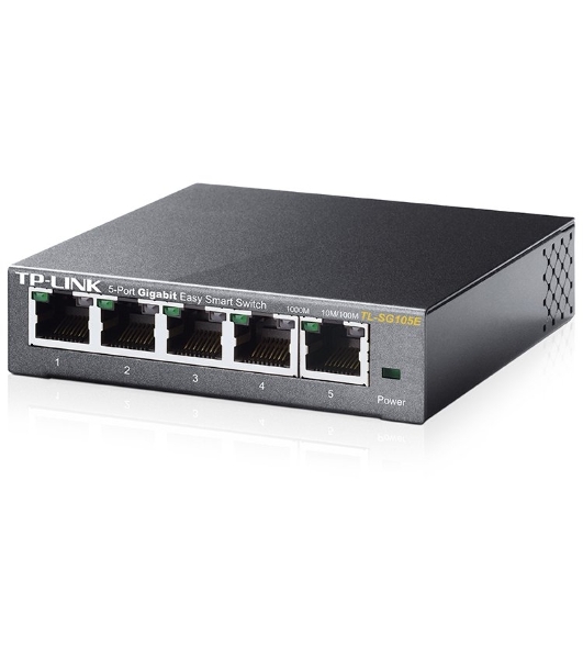 Коммутатор сетевой TP-Link SMB TL-SG105E 5-Port Gigabit Desktop Easy Smart Switch, 5 10/100/1000Mbps RJ45 ports, MTU/Port/Tag-based VLAN, QoS, IGMP Snooping