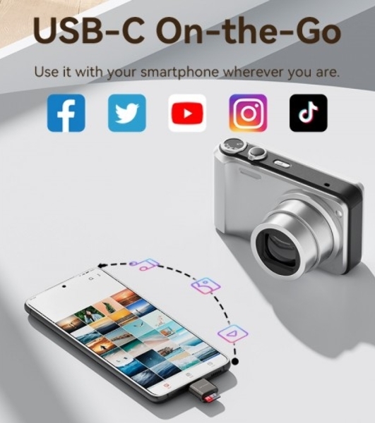Кард-ридер Vention CLMH0/серый/OTG USB 2.0 CM/MicroSD/USB Type-C/металл
