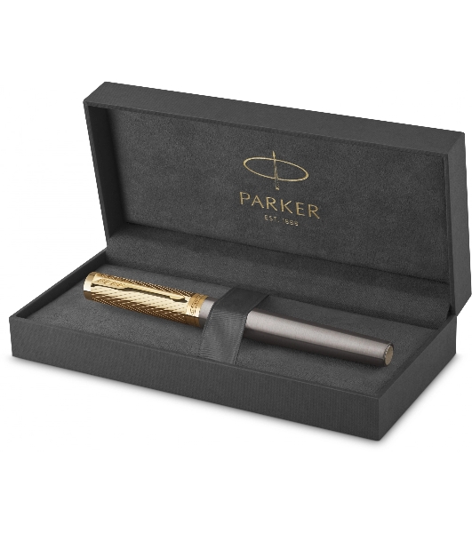 Ручка перьевая Parker Ingenuity Pioneers F571 (2200949) Arrow Grey GT, F, подарочная коробка