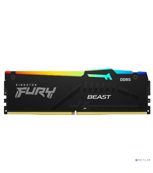Оперативная память Kingston Fury Beast, DDR5, 32Gb (2x16 Gb), 6400 MHz, CL32, радиатор, RGB, черный