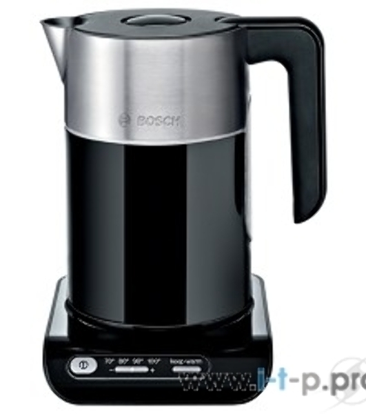 Электрочайник Bosch TWK8613 черный/серебристый, 1.5 л, 2400 Вт, скрытый нагревательный элемент, поддержание температуры