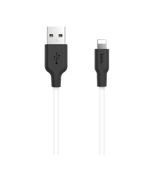 Кабель USB 2.0 HOCO X21, силиконовая оплетка, AM/Lightning M, бело-черный, 1м