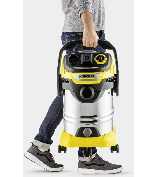 Строительный пылесос Karcher WD 6 P S V-30/6/22/T желтый, 1300 Вт, уборка сухая/сбор воды, пылесборник мешок/контейнер, 30 л