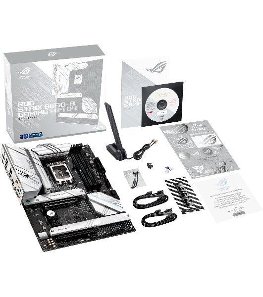 Материнская плата ASUS ROG STRIX B660-A GAMING WIFI D4, LGA 1700, Intel B660, 4xDDR4, 4xSATA, 3xM.2, 1xPCIe 5.0 x16, 1xPCIe 3.0 x4, 2xPCIe x1, 1xHDMI, 1xDP, 1x 2.5Gb LAN, 4xUSB 2.0, 2xUSB 3.2 Gen 1, 1xUSB-A 3.2 Gen 2, 1xUSB-C 3.2 Gen 1, 1xUSB-C 3.2 Gen 2x2, 5x3.5 мм, 7.1, ATX