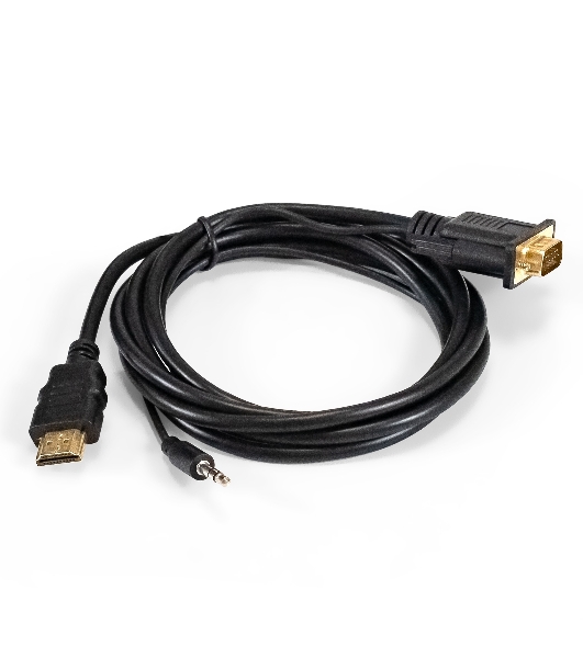 Кабель-переходник HDMI-VGA ExeGate EX-HDMIM-VGAM-3.5JackS-1.8 (19M/15M+3.5мм Jack M, 1,8м) Преобразователь цифрового HDMI сигнала в VGA видео и стерео-аудио