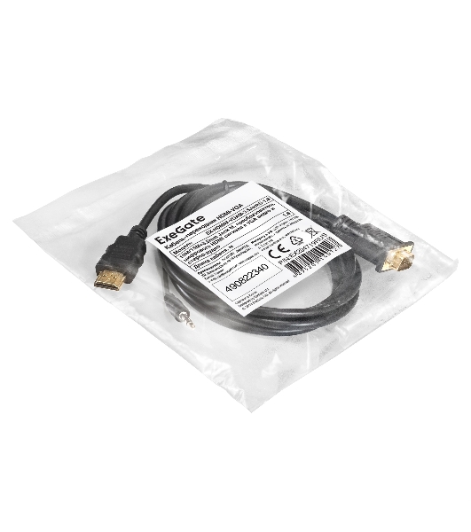 Кабель-переходник HDMI-VGA ExeGate EX-HDMIM-VGAM-3.5JackS-1.8 (19M/15M+3.5мм Jack M, 1,8м) Преобразователь цифрового HDMI сигнала в VGA видео и стерео-аудио