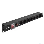 Блок розеток горизонтальный ExeGate ServerPro PDU-19H702 Al-7S-C14-SW-O, 19', 1U, Алюминий, 7 Schuko, С14, защита от перегрузки, черный, фото4
