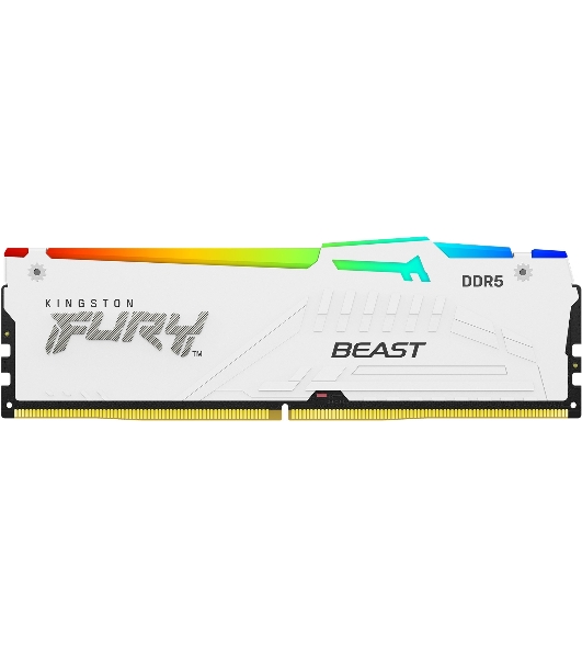 Оперативная память Kingston Fury Beast, DDR5, 16Gb (1x16Gb), 6000MHz, CL36, DIMM, с радиатором, RGB, белый