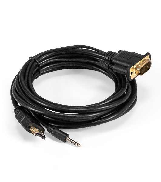 Кабель-переходник HDMI-VGA ExeGate EX-HDMIM-VGAM-3.5JackS-3.0 (19M/15M+3.5мм Jack M, 3м) Преобразователь цифрового HDMI сигнала в VGA видео и стерео-аудио