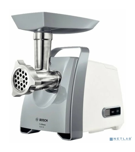Мясорубка электрическая Bosch MFW 66020 белый/серый, 1800 Вт, 3.0 кг/мин, реверс, защита от перегрузки, насадки - 5