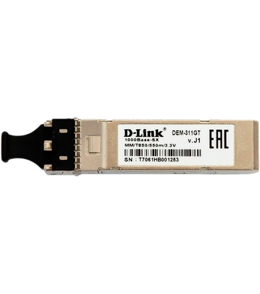 Трансивер D-Link 311GT/A1A SFP-трансивер с 1 портом 1000Base-SX для многомодового оптического кабеля (до 550 м)