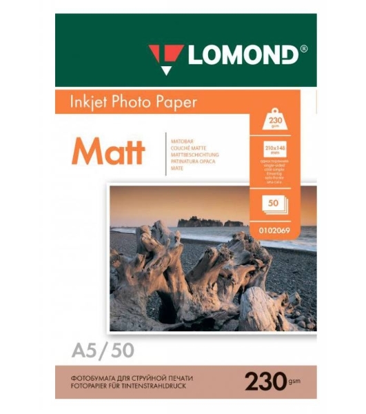 Фотобумага Lomond 0102069 A5/230г/м2/50л./белый матовое для струйной печати