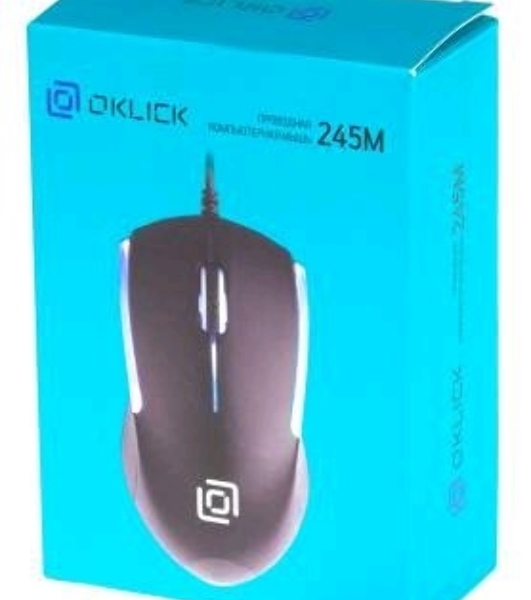 Мышь проводная Oklick 245M черный, 1000 dpi, USB, кнопки - 3