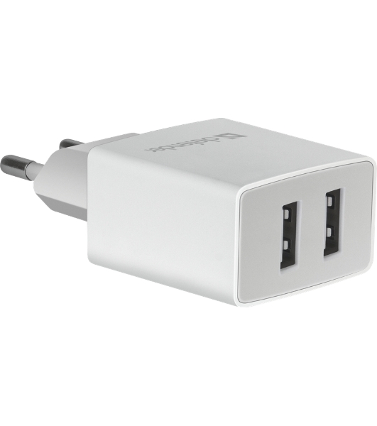 Сетевой адаптер Defender 2xUSB, 2.1А, белый (UPA-22)