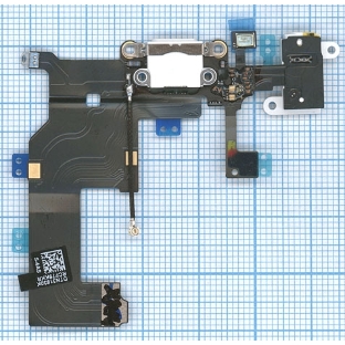 Шлейф разъема питания с аудио-разъемом для iPhone 5 белый