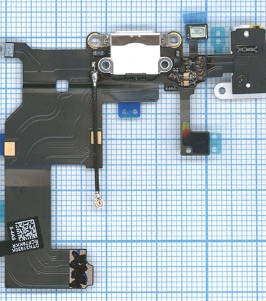 Шлейф разъема питания с аудио-разъемом для iPhone 5 белый