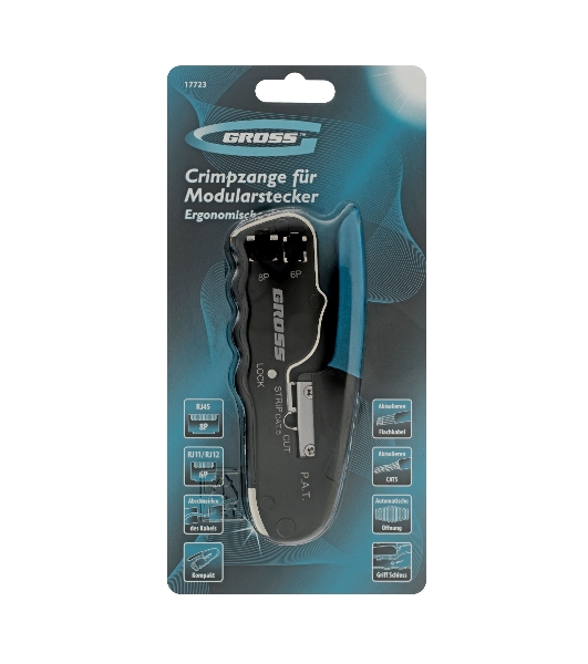 Клещи для обжима телефонных и компьютерных клемм Gross RJ45, 8P и RJ11/12, 6P, компакт., CAT5