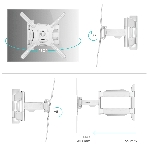 Кронштейн ONKRON/32-55' макс. 400x400, 2 колена, наклон -5º+8º, поворот 180º макс, от стены 55-500мм, белый, фото20