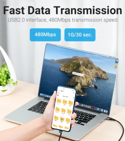 Кабель Vention USB 2.0 CM/AM 5A - 1м. U-образный