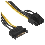 Кабель питания SATA Cablexpert CC-PCIE-SATA-20CM, PCIe 8pin/Sata 15pin, 20 см, пакет, фото 1