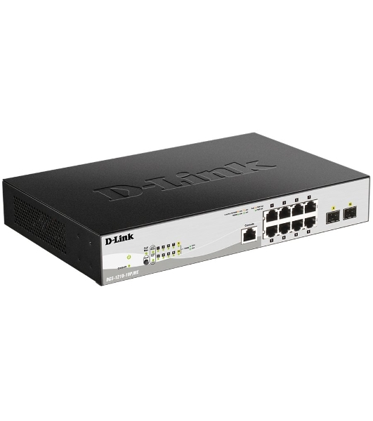 Коммутатор D-Link DGS-1210-10P/ME/B1A, 8×1 Гбит/с + 2×1 Гбит/с SFP, управляемый
