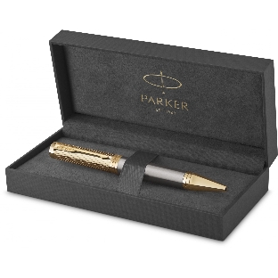 Ручка шариковая Parker Ingenuity Pioneers K571 (2200952) Arrow Grey GT M, черные чернила, подарочная коробка