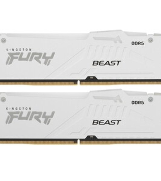 Оперативная память Kingston Fury Beast, DDR5, 32Gb (1x32Gb), 5600MHz, CL40, DIMM, с радиаторами, RGb, белый