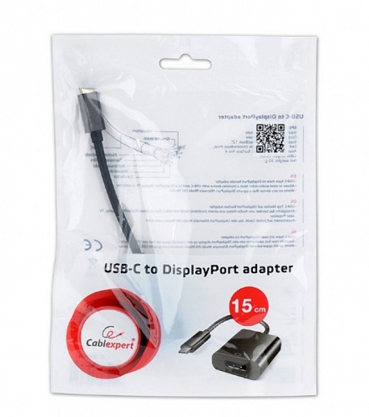 Переходник Cablexpert USB Type-C/DisplayPort, 15 см, пакет (A-CM-DPF-01)