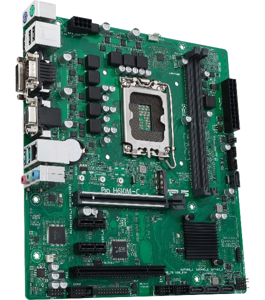Материнская плата ASUS Pro H610M-C-CSM, LGA 1700, Intel H610, 2xDDR5, 4xSATA, 1xM.2, 1xPCIe 5.0 x16, 2xPCIe x1, 1xPCI, 1xHDMI, 1xDP, 1xDVI-D, 1xVGA, 1x 1Gb LAN, 2xUSB-A 3.2 Gen 2, 2xUSB-A 2.0, 3x3.5 мм, 7.1, mATX