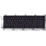 Клавиатура для ноутбука Asus N541, N501 черная, шрифт красный, с подсветкой, фото2