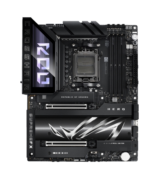 Материнская плата ASUS ROG CROSSHAIR X870E HERO, AM5, AMD X870E, 4xDDR5, 4xSATA, 5xM.2, 2xPCI-E 5.0 x16, 1xHDMI, 2xUSB-C (видео), 2x 5Gb LAN, 6xUSB-A 3.2 Gen 2, 2xUSB-C 3.2 Gen 2, 2xUSB4, 2x3.5 мм, 7.1, ATX