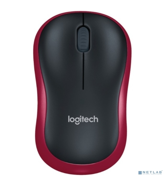 Мышь беспроводная Logitech M185, красный, 1000 dpi, радиоканал, USB, кнопки - 3