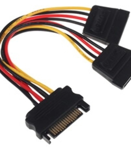 Кабель питания SATA Cablexpert CC-SATAM2F-01, 15pin (M)/2x15pin(F), на 2 SATA устр, 15 см
