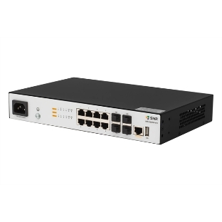 Управляемый коммутатор уровня SNR 2+, 8 портов 10/100/1000Base-T, 4 порта 1/10G SFP+, встроенный БП ~220V AC