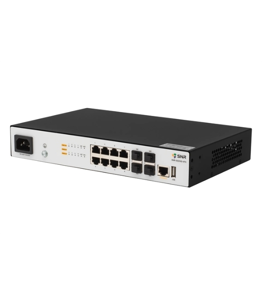 Управляемый коммутатор уровня SNR 2+, 8 портов 10/100/1000Base-T, 4 порта 1/10G SFP+, встроенный БП ~220V AC