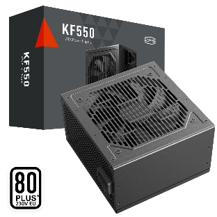 Блок питания PCCOOLER, 550W 80+ белый (ATX, ATX 2.4, Non-modular, 1x24(20+4)pin 550мм, 1xCPU*2 8(4+4)pin 610+150мм, 1xPCIe*2 8(6+2)pin 510+150мм, 2xSATA*3+MOLEX4pin*1 450+150+150+150мм, Active, 120x120мм, 140x150x86мм, APFC, OVP, SCP, OPP (140-160%, 2ms delay))