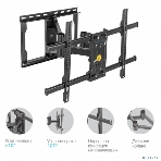 Кронштейн Kromax ATLANTIS-85 черный, Кр. стал. настенный для TV 32'-70', max 50 кг, 5 ст св., нак. ±10°, пов. ±60°, от ст. 74-441 мм., max VESA 600-400 мм, фото3