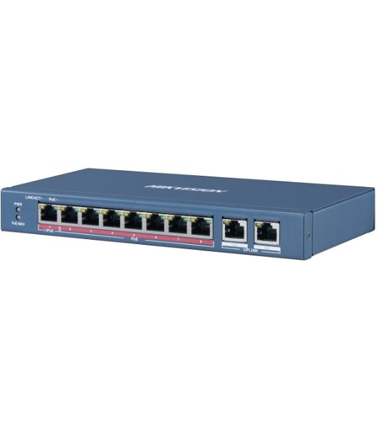 Коммутатор Hikvision DS-3E0310HP-E, 8×100 Мбит/с PoE+ + 2×1 Гбит/с, неуправляемый