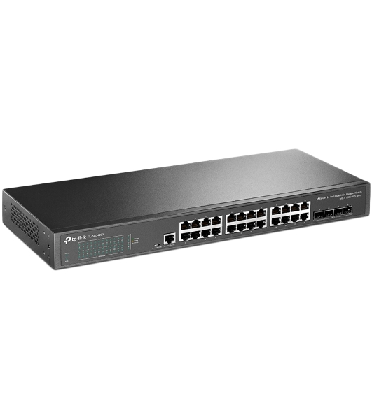 Коммутатор TP-Link JetStream 24-port Pure-Gigabit L2+ Managed Switch, 24 10/100/1000Mbps RJ45, 4*10G SFP+ Slots