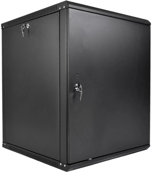 Шкаф телекоммуникационный настенный разборный ЦМО ЭКОНОМ 12U (600 x 520) дверь металл, черный (ШРН-Э-12.500.1-9005)