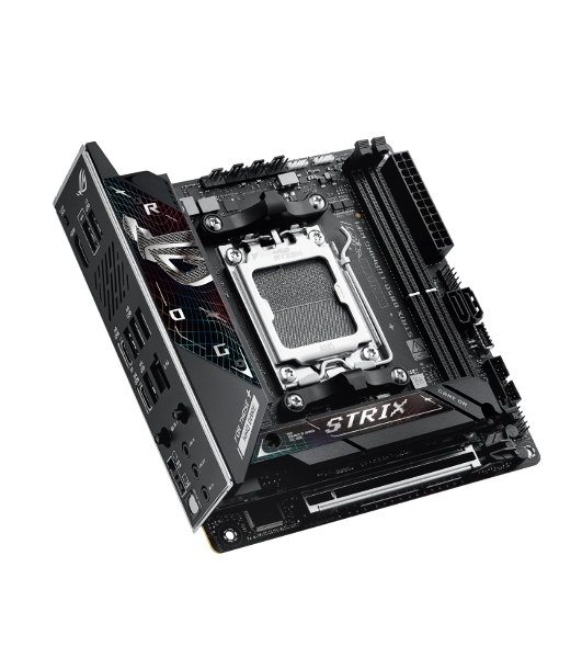 Материнская плата ASUS ROG STRIX B850-I GAMING WIFI, AM5, AMD B850, 2xDDR5, 2xM.2, 2xSATA, PCIe 4.0 x16, 1xHDMI, 1xUSB Type-C, 1x2.5Gb LAN, Wi-Fi 7, Bluetooth 5.4, 5xUSB-A 10Gbps, 1xUSB-C 20Gbps, 2xUSB-A 2.0, 3x3.5 мм, S/PDIF, 7.1, Mini-ITX