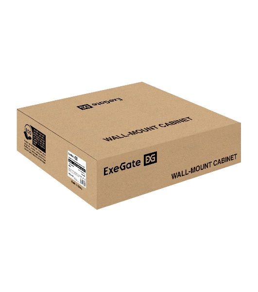 Шкаф телекоммуникационный 19' настенный 6U ExeGate EC-WM-6U.600.G.BLACK (19', 6U, 600x600x370 мм (ШхГхВ), передняя дверь закаленное стекло, съемные боковые панели, пыле- и влагозащита IP23, черный RAL 9004)